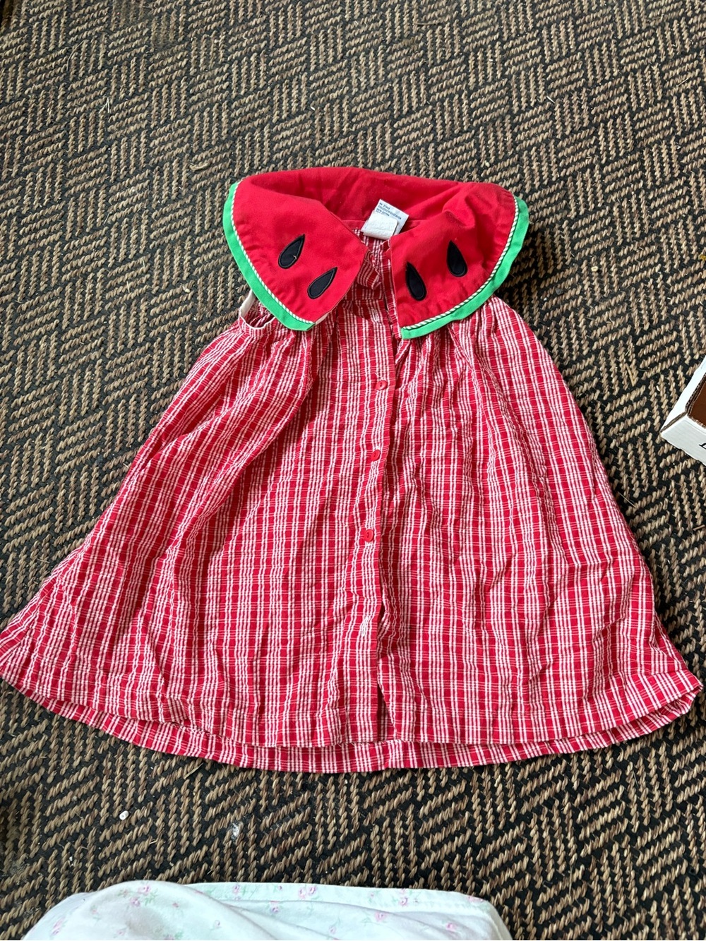 Watermelon Collar Red Button-Front Dress